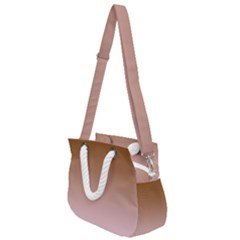 Chocolate Brown To Pink Lace Linear Gradient Rope Handles Shoulder Strap Bag