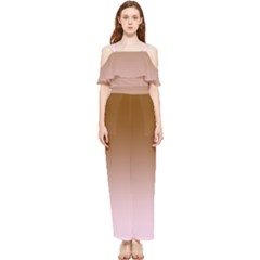Chocolate Brown To Pink Lace Linear Gradient Draped Sleeveless Chiffon Jumpsuit