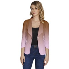 Chocolate Brown To Pink Lace Linear Gradient Women s One-button 3/4 Sleeve Short Jacket