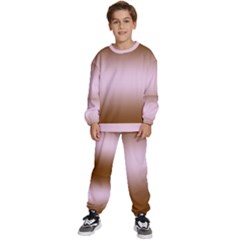 Chocolate Brown To Pink Lace Bilinear Gradient Kids  Sweatshirt Set