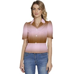 Chocolate Brown To Pink Lace Bilinear Gradient Puffed Short Sleeve Button Up Jacket
