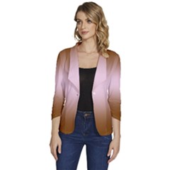 Chocolate Brown To Pink Lace Bilinear Gradient Women s One-button 3/4 Sleeve Short Jacket