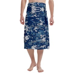 Blue, Camouflage, Cool, Navy, New, Pattern Traditional Men s Hawaiian Lavalava Ie Faitaga Wrap Skirt