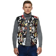 Jesus Christ Modern Halftone Pattern Men s Button Up Puffer Vest	