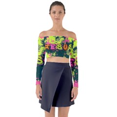 Neon Jesus 8375771 Long Sleeve Off Shoulder Crop Top