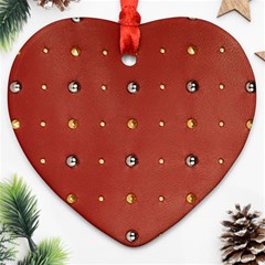 Studded Faux Leather Red Heart Ornament (two Sides)
