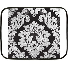 Diamond Bling Glitter On Damask Black Twin-sided Mini Fleece Blanket by artattack4all