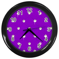 Royal Purple And Silver Bead Bling Black Wall Clock