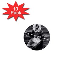 Vintage Usa Alaska Eskimo And His Kayak 1970 10 Pack Mini Button (round) by Vintagephotos