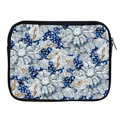 Flower Sapphire And White Diamond Bling Apple Ipad 2/3/4 Zipper Case