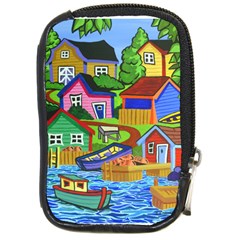 Three Boats & A Fish Table Compact Camera Leather Case