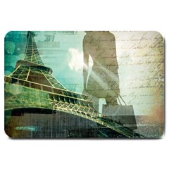 Modern Shopaholic Girl  Paris Eiffel Tower Art  Large Door Mat by chicelegantboutique