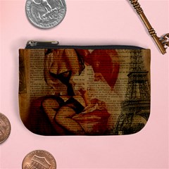 Vintage Newspaper Print Sexy Hot Gil Elvgren Pin Up Girl Paris Eiffel Tower Coin Change Purse by chicelegantboutique