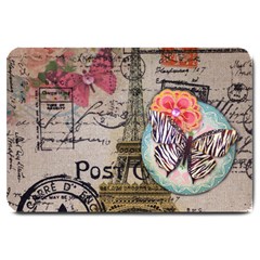 Floral Scripts Butterfly Eiffel Tower Vintage Paris Fashion Large Door Mat by chicelegantboutique