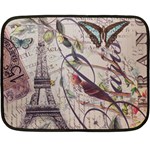 Paris Eiffel Tower Vintage Bird Butterfly French Botanical Art Mini Fleece Blanket (Two Sided) 35 x27  Blanket Front