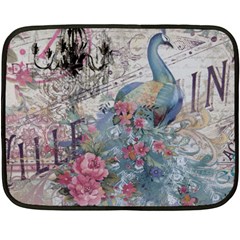 French Vintage Chandelier Blue Peacock Floral Paris Decor Mini Fleece Blanket (two Sided) by chicelegantboutique