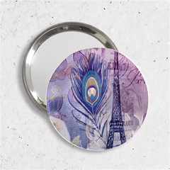 Peacock Feather White Rose Paris Eiffel Tower Handbag Mirror (2 25 ) by chicelegantboutique