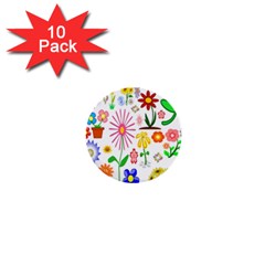 Summer Florals 1  Mini Button (10 Pack)
