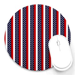 Patriot Stripes 8  Mouse Pad (round) by StuffOrSomething