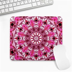 Twirling Pink, Abstract Candy Lace Jewels Mandala  Large Mouse Pad (rectangle) by DianeClancy