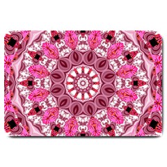 Twirling Pink, Abstract Candy Lace Jewels Mandala  Large Door Mat by DianeClancy