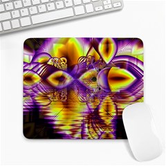 Golden Violet Crystal Palace, Abstract Cosmic Explosion Large Mouse Pad (rectangle) by DianeClancy