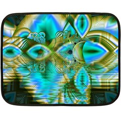 Crystal Gold Peacock, Abstract Mystical Lake Mini Fleece Blanket (two Sided) by DianeClancy
