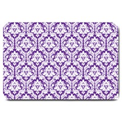 White On Purple Damask Large Door Mat by Zandiepants