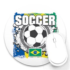 Soccer Brazil Round Mousepad by MegaSportsFan