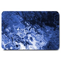 Blue Waves Abstract Art Large Door Mat by LokisStuffnMore