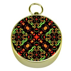 Intense Floral Refined Art Print Gold Compass by dflcprints