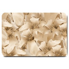 Elegant Floral Pattern In Light Beige Tones Large Door Mat by dflcprints