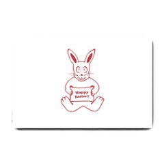 Cute Bunny With Banner Drawing Small Door Mat by dflcprints