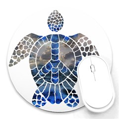 Peace Turtle 8  Mouse Pad (round) by oddzodd