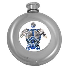 Peace Turtle Hip Flask (round) by oddzodd