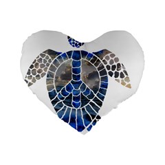 Peace Turtle 16  Premium Flano Heart Shape Cushion  by oddzodd
