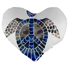 Peace Turtle 19  Premium Flano Heart Shape Cushion by oddzodd