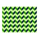 Green Modern Retro Chevron Patchwork Pattern Double Sided Flano Blanket (Mini) 35 x27  Blanket Back