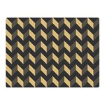 Tan Gray Modern Retro Chevron Patchwork Pattern Double Sided Flano Blanket (Mini) 35 x27  Blanket Back
