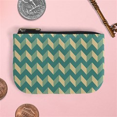 Mint Modern Retro Chevron Patchwork Pattern Coin Change Purse by GardenOfOphir