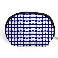 Blue And White Leaf Pattern Accessory Pouch (medium) by GardenOfOphir