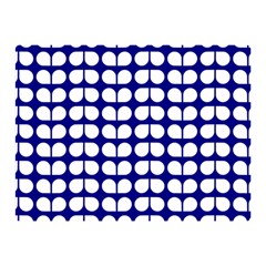 Blue And White Leaf Pattern Double Sided Flano Blanket (mini) by GardenOfOphir