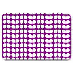 Purple And White Leaf Pattern Large Door Mat by GardenOfOphir