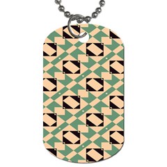 Brown Green Rectangles Pattern Dog Tag (two Sides)