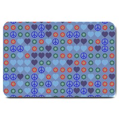 Peace And Love Large Doormat by LalyLauraFLM