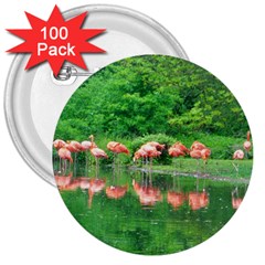 Flamingo Birds At Lake 3  Button (100 Pack) by yoursparklingshop