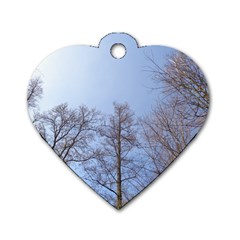 Large Trees In Sky Dog Tag Heart (one Sided)  by yoursparklingshop