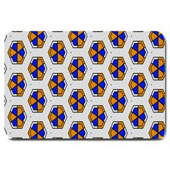 Orange Blue Honeycomb Pattern Large Doormat by LalyLauraFLM