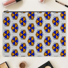 Orange Blue Honeycomb Pattern Cosmetic Bag (xxxl) by LalyLauraFLM