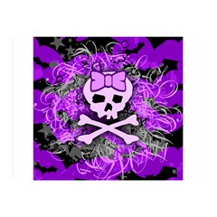Purple Girly Skull Double Sided Flano Blanket (mini) by ArtistRoseanneJones